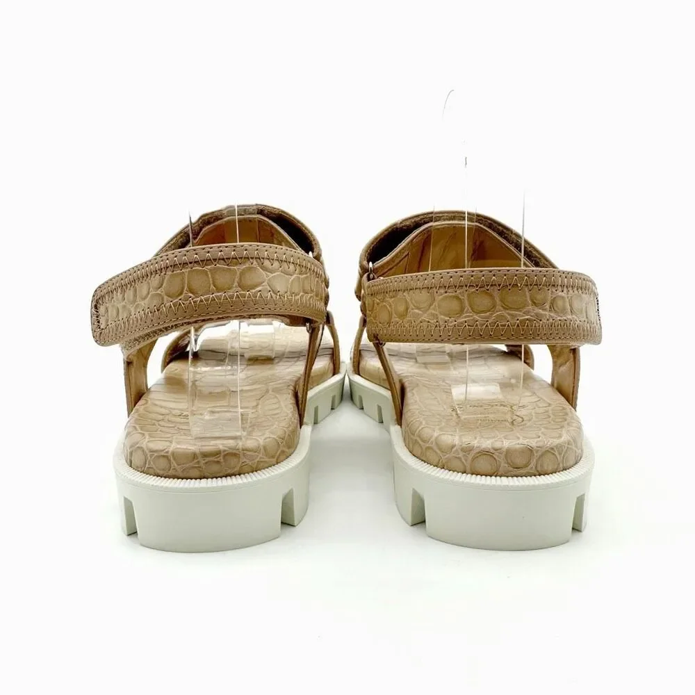 CHRISTIAN LOUBOUTIN Lock Cool Beige Dad Sandal Size 37.5 US 7 Chunky Croc Emboss